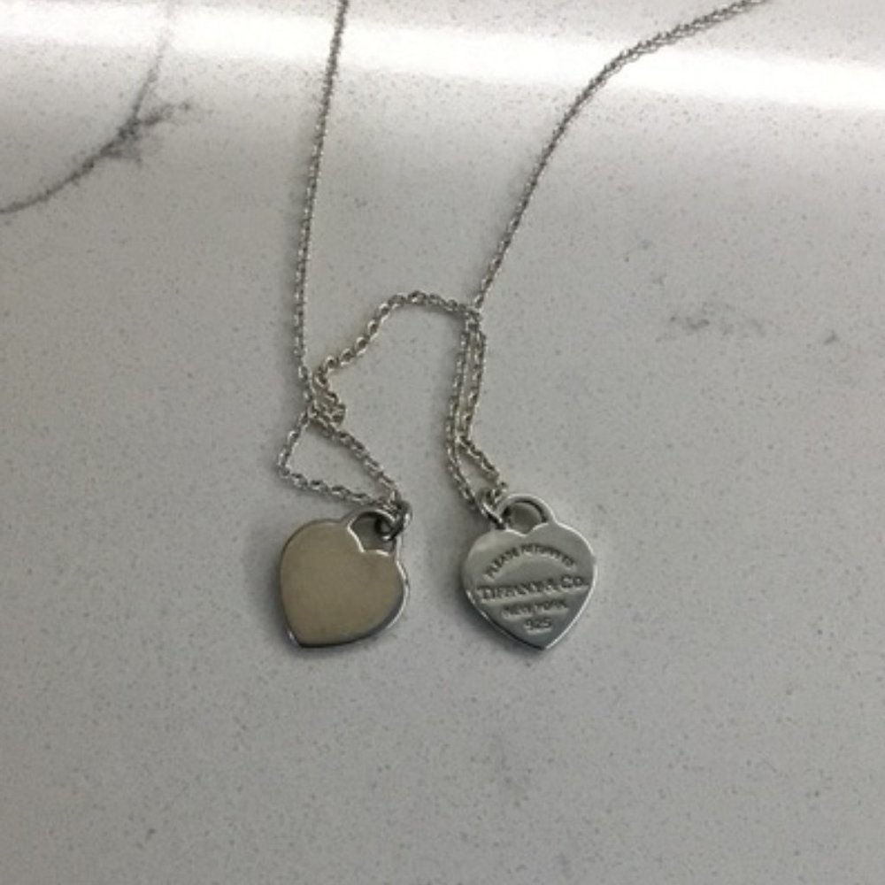 Tiffany Double Heart Tag Silver Necklace